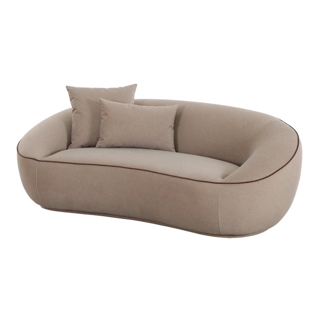 2020s Jenny Taupe Faux Mohair Loveseat For Sale - Image 5 of 8