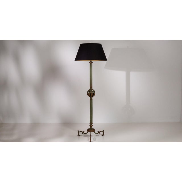 1940s France Deep Ebony Black Ebonized Floor Lamp For Sale In Greensboro - Image 6 of 11