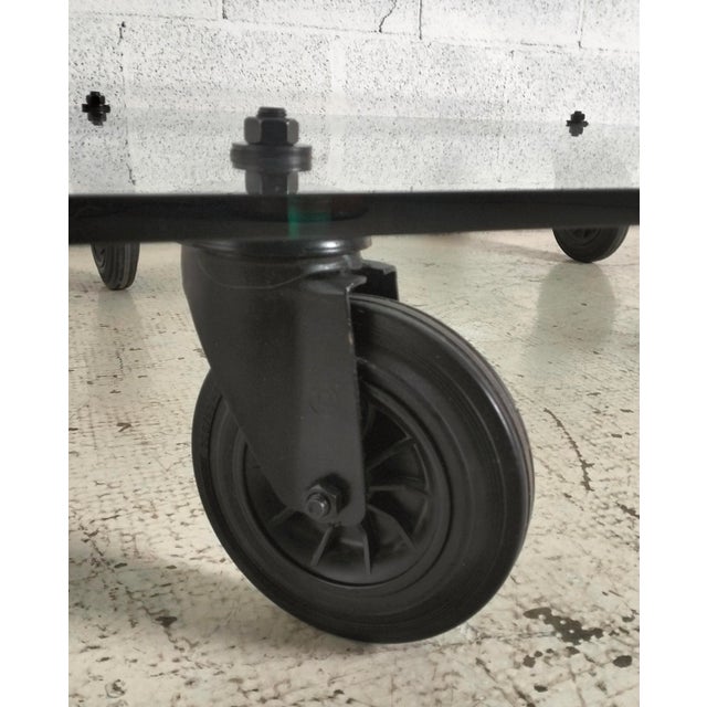 Glass Table with Wheels by Gae Aulenti for Fontanaarte, 1980s For Sale - Image 9 of 13