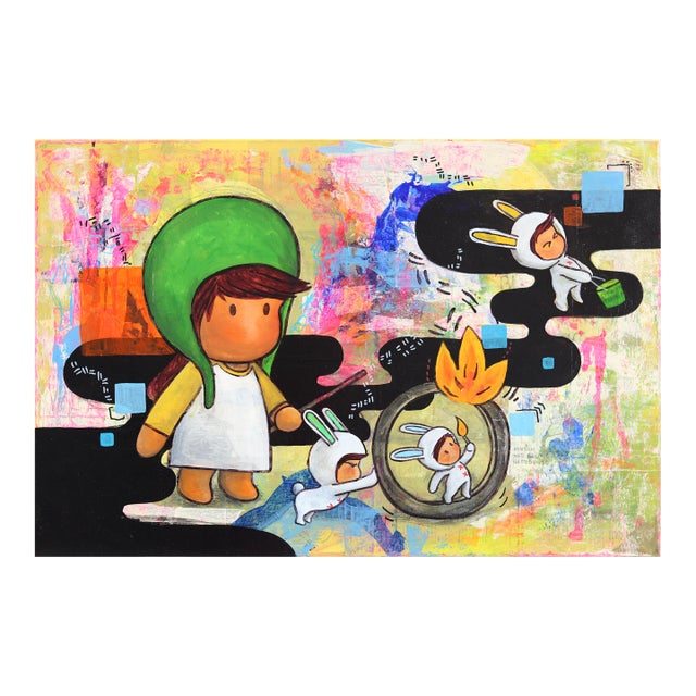 This Is How We Roll - Colorful Contemporary Mixed Media Figurative Original Artwork by Melanie Tiongson For Sale