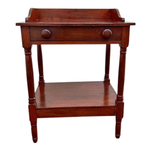 19th Century Antique Federal Style Solid Pine Stained One Drawer Washstand or Work Table.