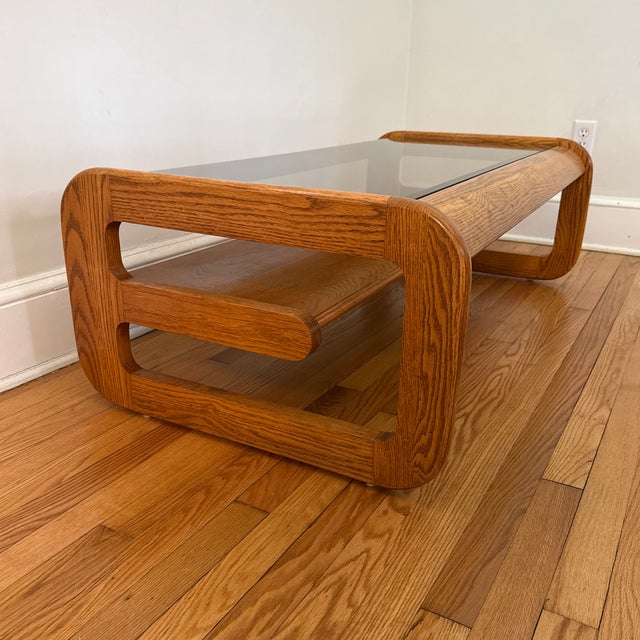 1970s Mid-Century Modern Lou Hodges Oak Coffee Table For Sale - Image 10 of 10