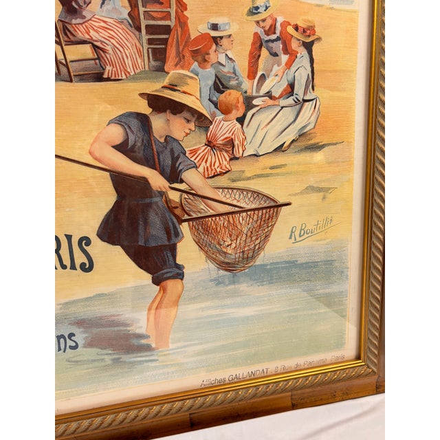 1900 - 1909 Large French Color Lithograph Poster Advertising Seaside Railway Travel For Sale - Image 5 of 11