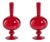 Vellum 2-Piece Set Small Red Spiral Glass Vases, Onion Shape For Sale