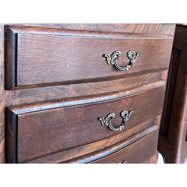 Antique Louis XV French Darkness Oak Nightstands, Set of 2 For Sale - Image 10 of 12