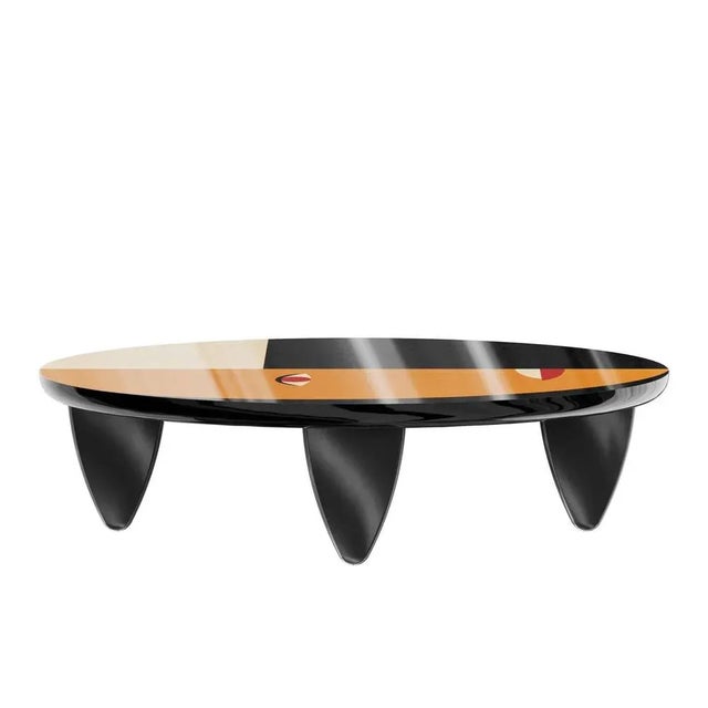 Not Yet Made - Made To Order Ludwika Oval Center Table in Wood Abstract Print by Hommés Studio For Sale - Image 5 of 5