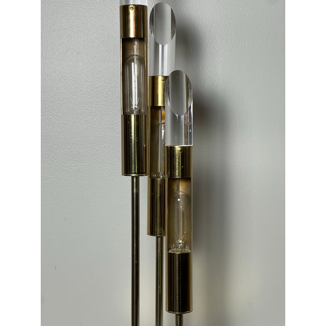 1970s Modern 3-Light Brass and Lucite Lamp by Laurel Lamp Company For Sale - Image 10 of 18