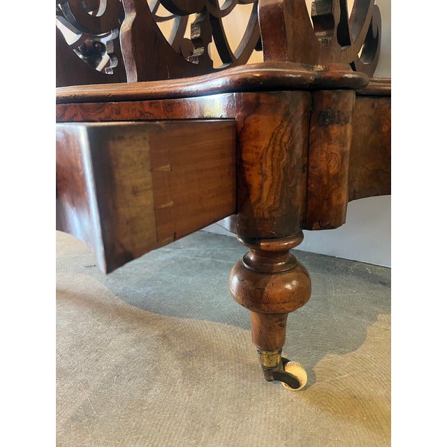 Brown Victorian Burr Walnut Carved Canterbury, C. 1880 For Sale - Image 8 of 10