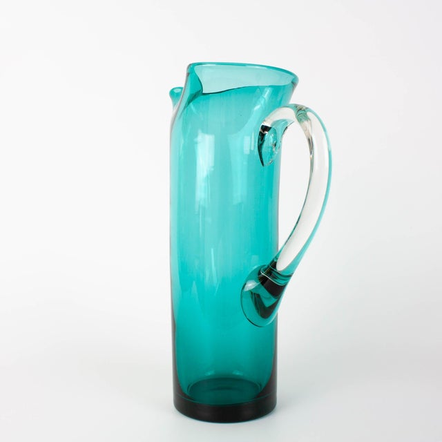 1960s Portuguese Turquoise Glass Jug, 1960s For Sale - Image 5 of 18