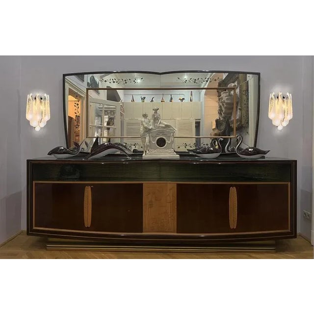 Set of four vintage Murano wall sconce made by 10 glass drops (glass with streaks and lattimo stain) in a nickel plated...