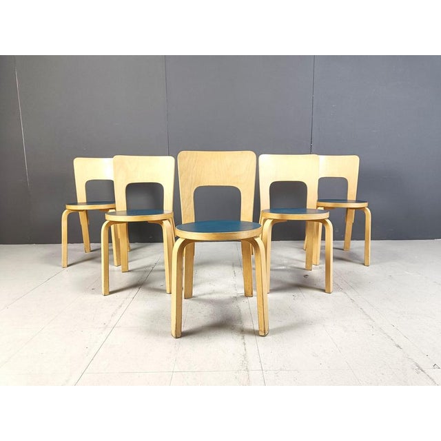 Model 66 Dining Chairs attributed to Alvar Aalto for Artek, 1960s, Set of 5 For Sale - Image 6 of 17