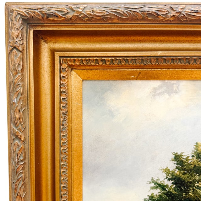 Brown Large Scale Mid-Century Dutch Street Scene Oil on Canvas Painting After Willem Koekkoek For Sale - Image 8 of 11