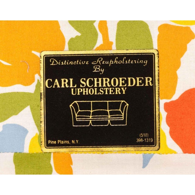 Yellow Abstract Floral Print Custom Upholstered Sofa For Sale - Image 8 of 8