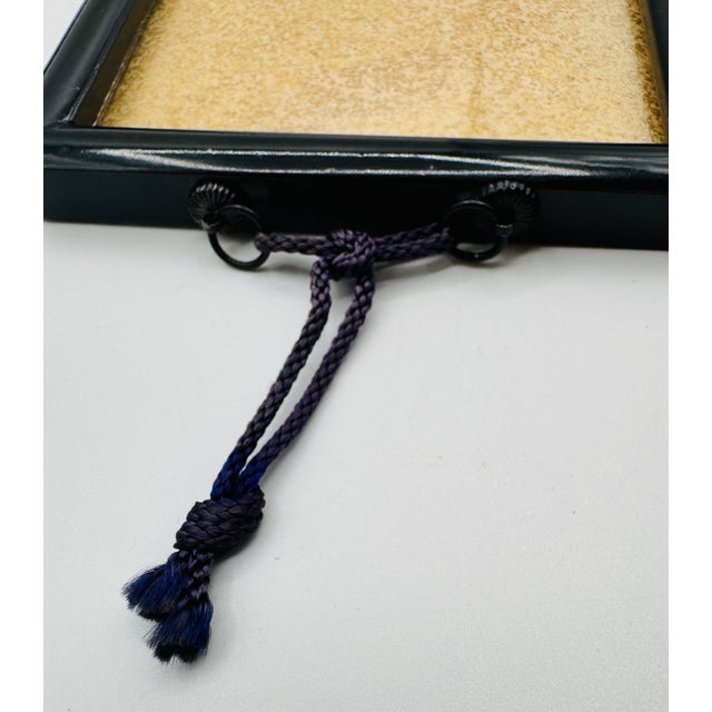 Paper Set of 2 Vintage Japanese Tanzaku Paintings Floral & Drama Zen Art Framed For Sale - Image 7 of 15