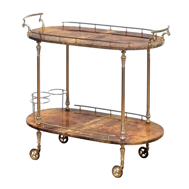 Italian Two-Tiered Drinks Cart by Aldo Tura For Sale - Image 11 of 11
