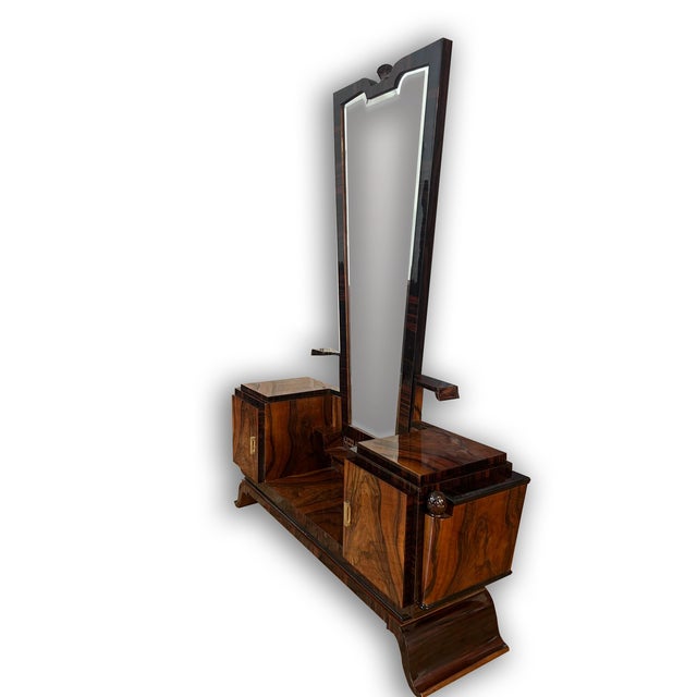 Beautiful Art Deco Floor Vanity with drawers and tall mirror – Milan , Italy 20s-30s XX cent. Designed in Gio Ponti style...