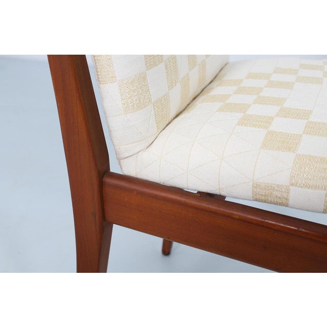 Brown Mid-Century Wood and Cream Fabric Chairs from ISA Bergamo, Italy, 1960s, Set of 4 For Sale - Image 8 of 17