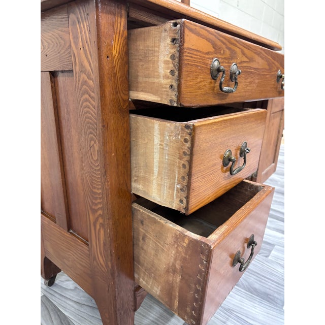 Antique Victorian Oak Washstand With Storage and Towel Rack For Sale - Image 9 of 9