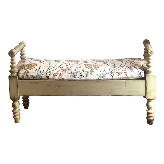 Late 20th Century Vintage Turned Leg Heavy Wood Shelton Bench Handmade