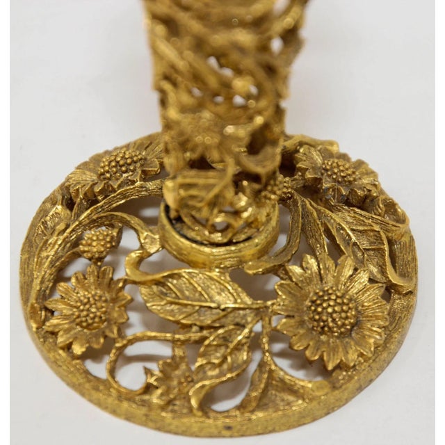 Vintage Matson Ormolu Gold Tone Metal Filigree Bud Vase Holder 1940's For Sale - Image 10 of 13