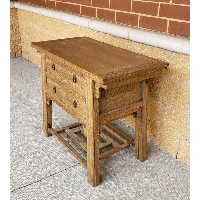 Late 20th Century Chinese Elm Desk With Hidden Nesting Chair For Sale In Raleigh - Image 6 of 11