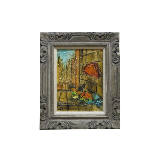 1950s Etta Benjamin Cien Original Oil on Board Parisian Street Scene For Sale