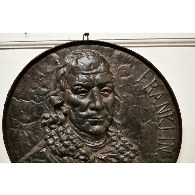 Late 19th Century 19th Century Cast Iron Bust Portrait Plaque of Benjamin Franklin, 1870s For Sale - Image 5 of 10