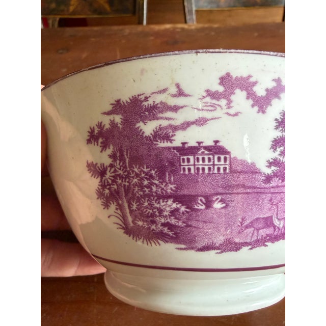 Rare Antique Pink Lustre and Bat Printed Pearlware Waste Bowl, Attributed to Thomas Wolfe, Circa 1805 For Sale - Image 6 of 14