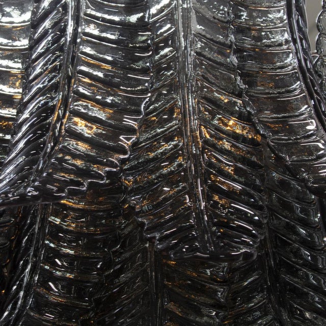 1990s Large Suspension Chandelier with Gray Murano Glass Leaves, 1990s For Sale - Image 5 of 11