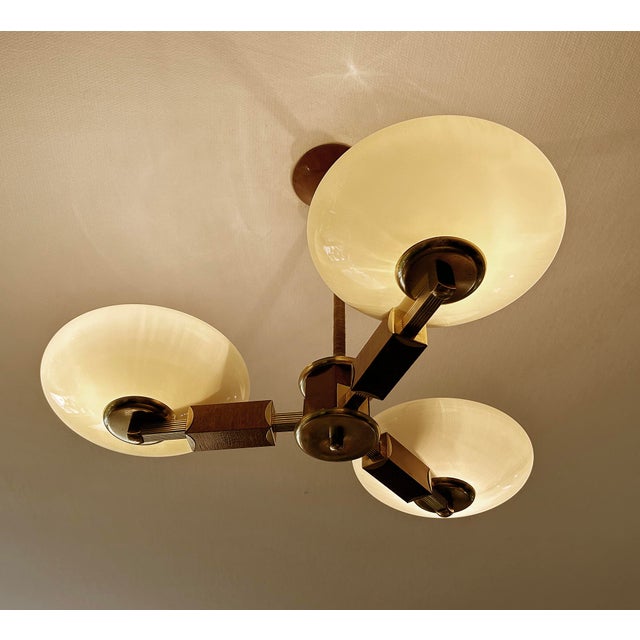 Art Deco Wood and Glass Pendant Light, 1930s For Sale - Image 6 of 18