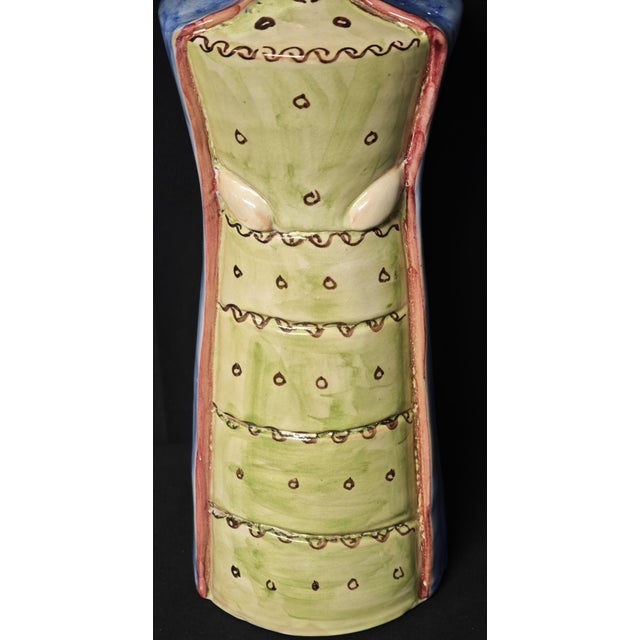 Ceramic Majolica Ceramic Female Figure Bottle from CAS Vietri, 1960s For Sale - Image 7 of 12