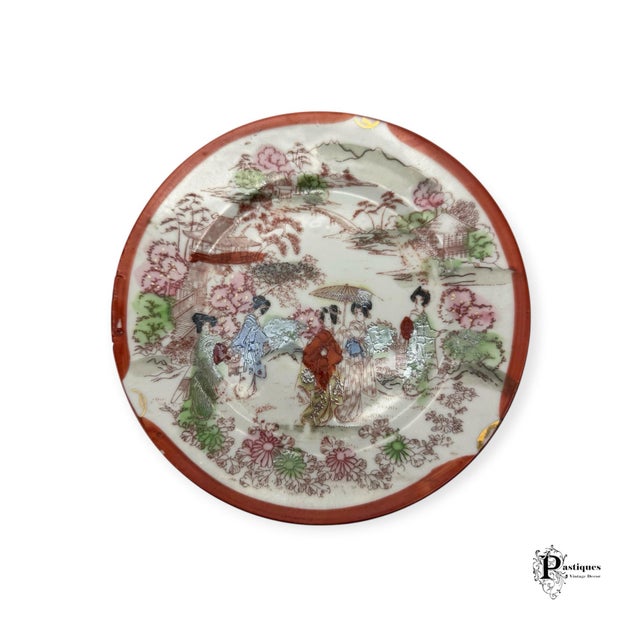 Ceramic Vintage Japanese Famille Rose Style Porcelain Tea - Set of 18 For Sale - Image 7 of 9