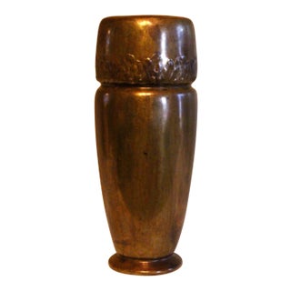 Monumental Brass Vase With Detail For Sale