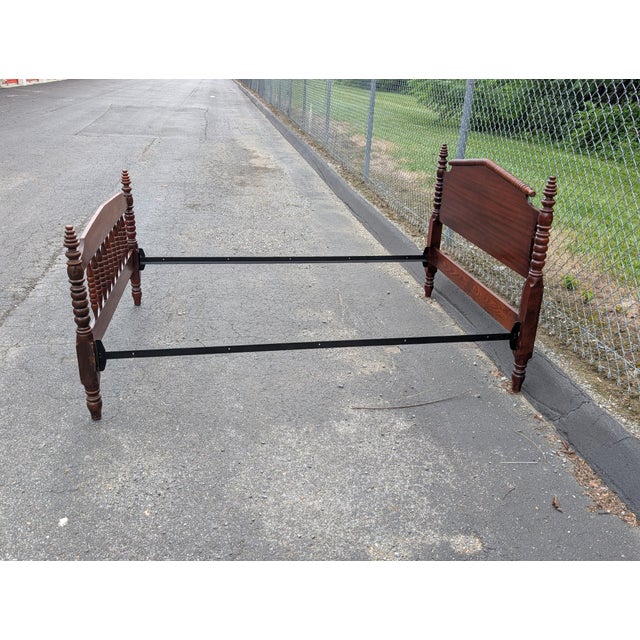 Vintage American Classical Bobbin Turned Mahogany Spindle Bedframe For Sale - Image 9 of 9