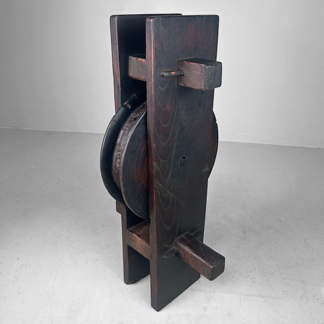 Antique Japanese Wooden Pulley Keyaki Wood, 1900 For Sale - Image 17 of 18