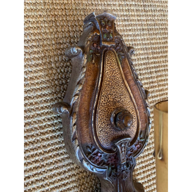 1920s Cast Aluminum With Original Polychrome Paint Sconces - a Pair For Sale In Los Angeles - Image 6 of 10