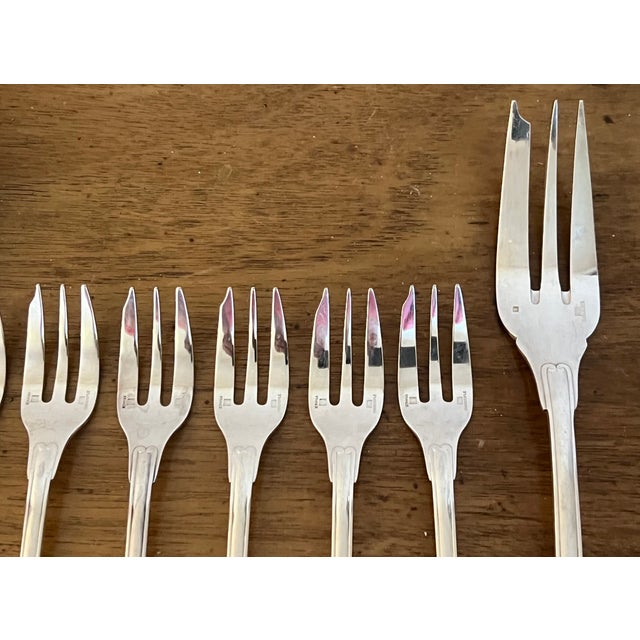 Christofle Silver Plated Vendome Pattern Flatware Dessert Set of 8 For Sale - Image 10 of 15
