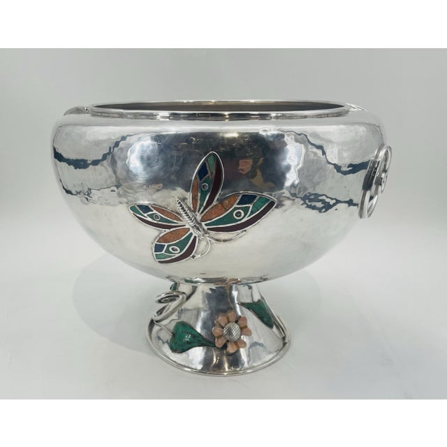 An exceptional and rare large-scale silver-plated punch bowl by celebrated Mexican designer Emilia Castillo, handcrafted...