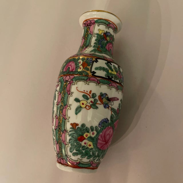 Chinese Vintage Famille Rose Vase For Sale - Image 3 of 4