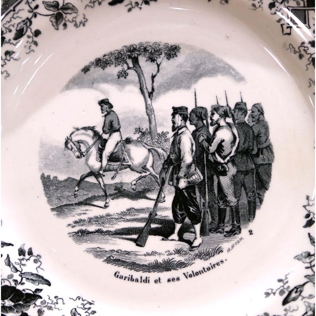 Ceramic 19th Century French Choisy-Le-Roi Dessert Plates “Campagnes Militaires”- Set of 12 For Sale - Image 7 of 18