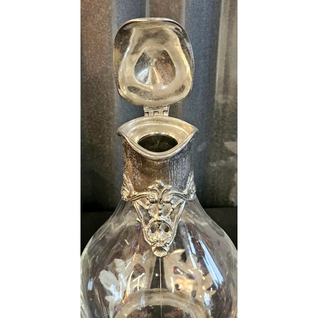 Vintage French Style Étain Pewter & Glass Claret Jug Pitcher With Hinged Lid For Sale - Image 10 of 18