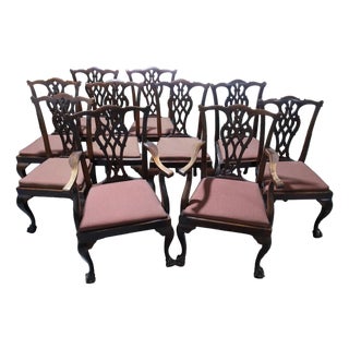 Ten Chippendale Style Clawfoot 19th Century Dining Chairs For Sale