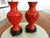 Chinese Pair of Mid-Century Chinese Red Cinnabar Vases - Red Lacquer Over Brass For Sale - Image 3 of 9