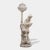 Pair of Monumental Antique Italian Carved Alabaster Venus & Cupid Figural Torchiere Lamps on Black Marble Pedestals For Sale - Image 4 of 12