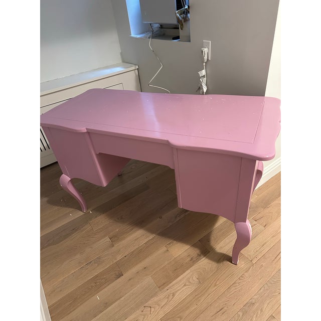 Wood Mid 20th Century PInk Desk For Sale - Image 7 of 9