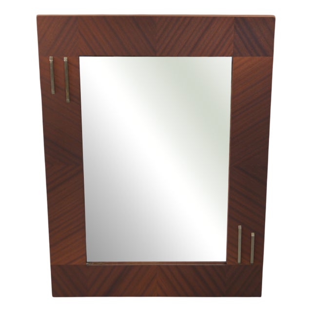 Modern Mahogany Veneer Mirror, 1950s For Sale