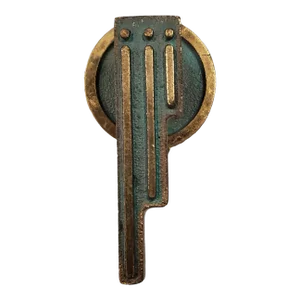 Vintage Southwestern Brass Door Handle Handsets in Brass Green Patina and Gold Accent in the Manner of Pepe Mendoza