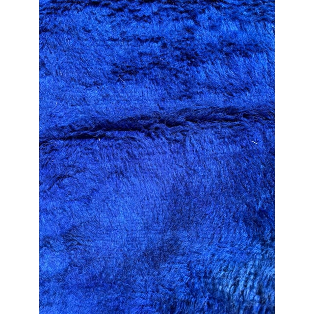 Berber Tribes of Morocco Cobalt Blue Moroccan Mrirt Wool Rug For Sale - Image 4 of 9