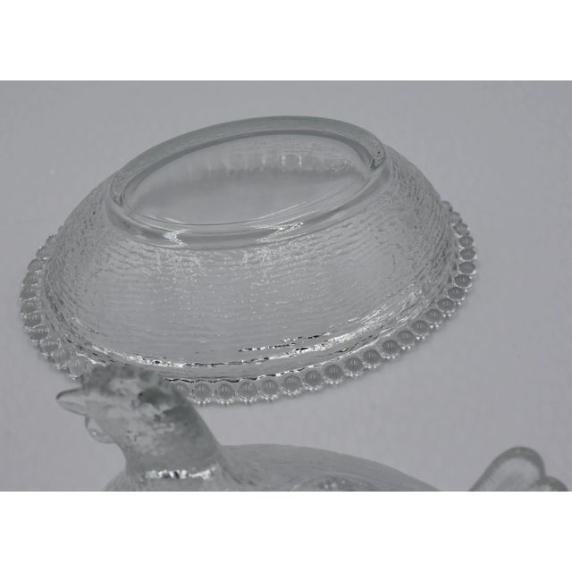 Transparent Vintage Indiana Clear Glass Covered Chicken on Nest Candy Dish Sitting Hen For Sale - Image 8 of 9