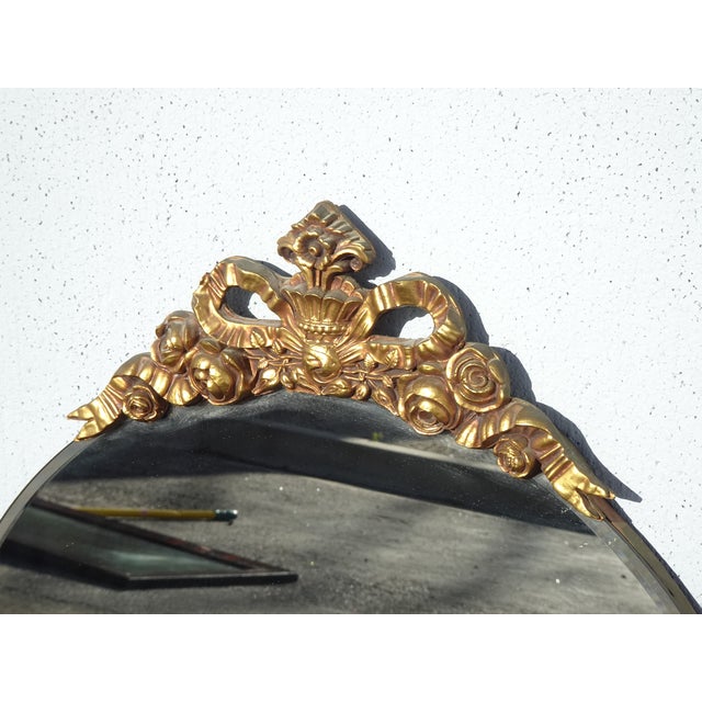 Vintage French Provincial Round Gold Ornate Wall Mantle Mirror For Sale In Los Angeles - Image 6 of 15